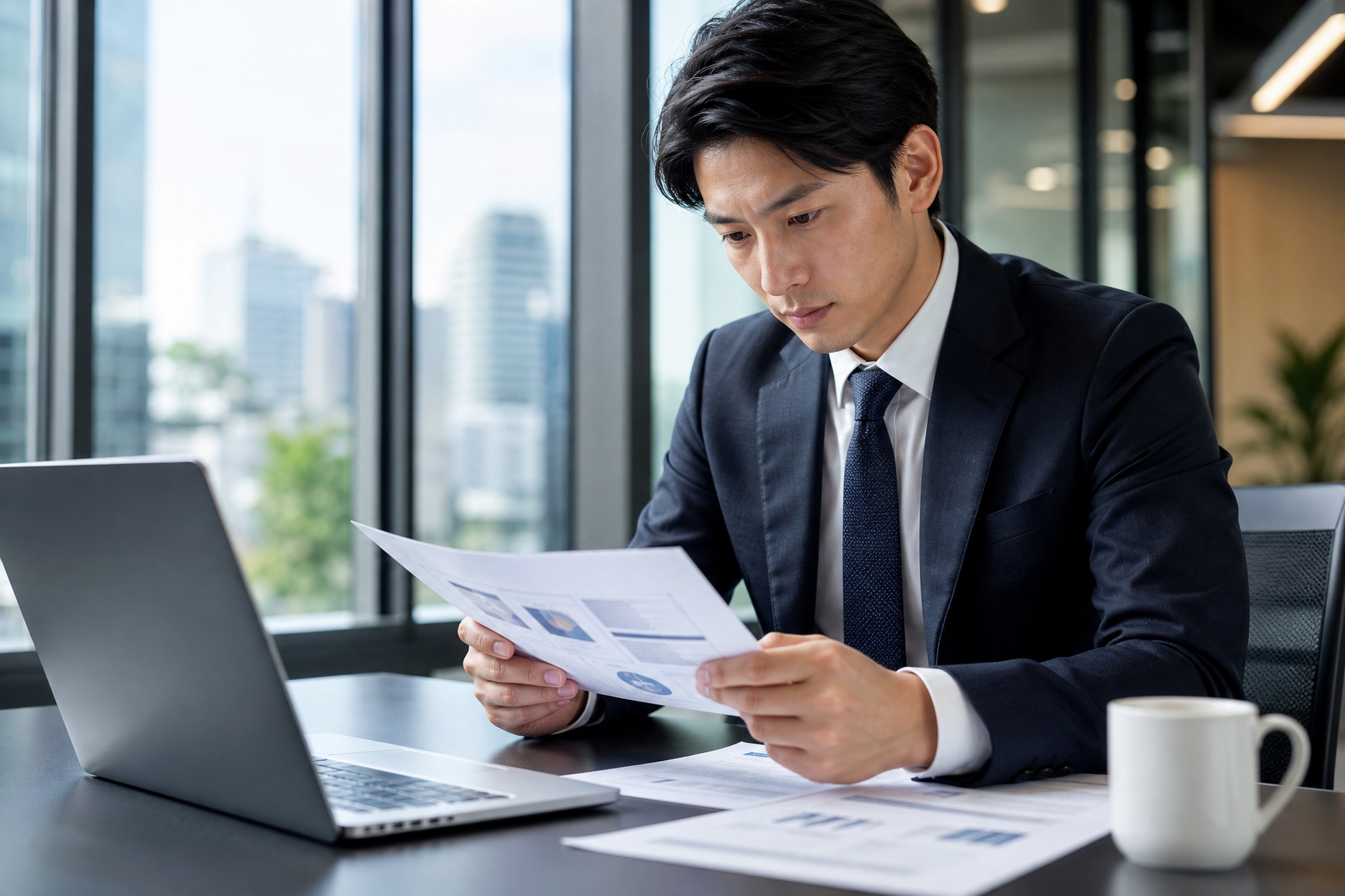 オウンドメディア支援サービスの提案書を比較検討する日本のマーケティング担当者