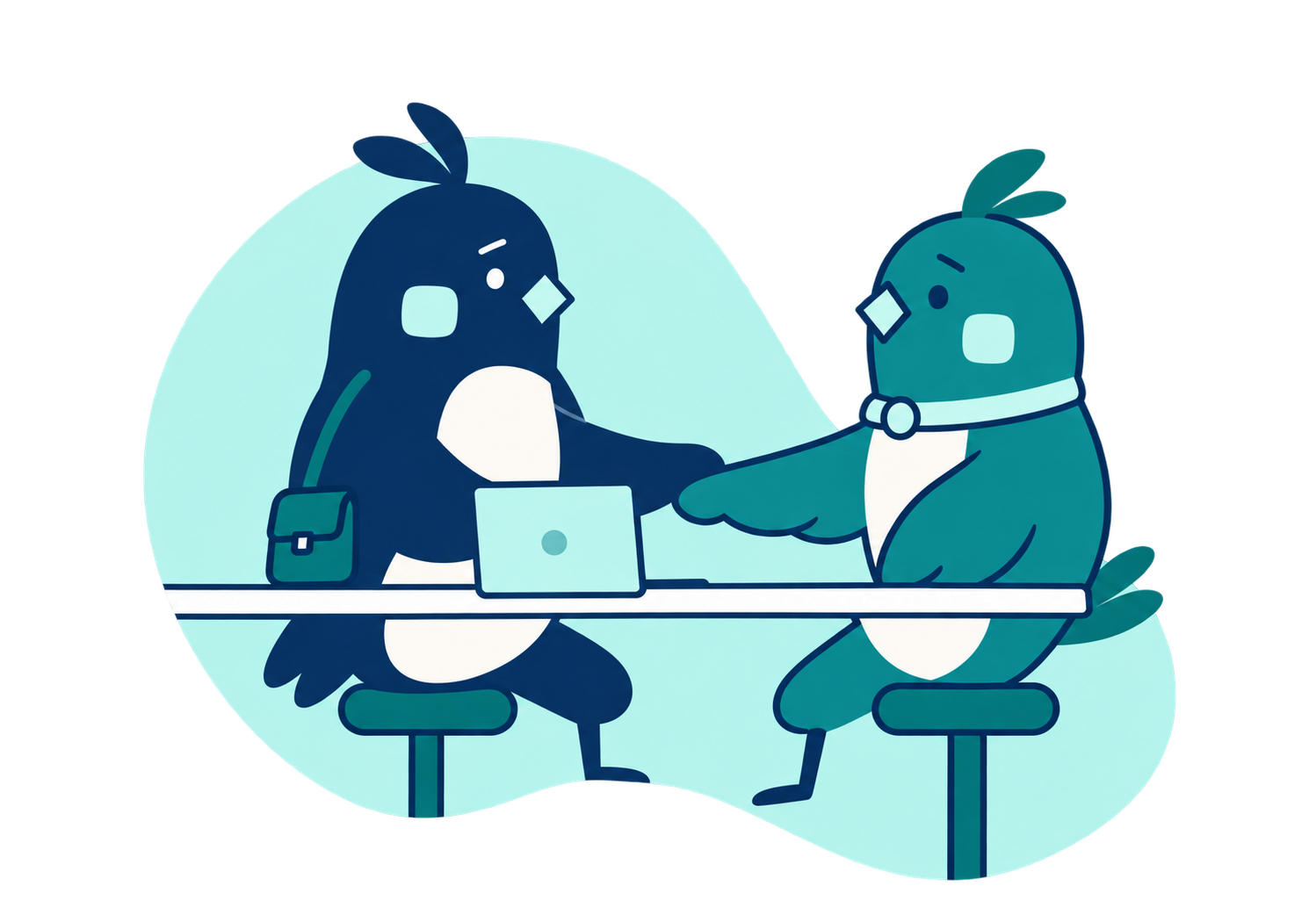 採用業務を支える鳥のキャラクター