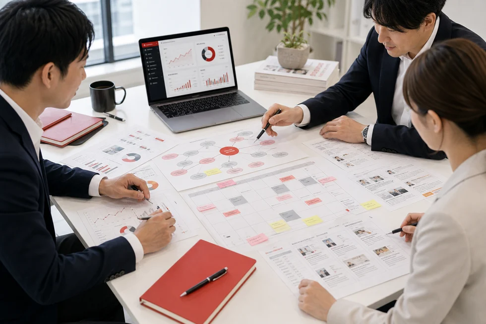 企業note運用の戦略設計を行うミーティング